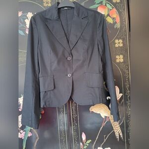 Designer Oppio Black Cotton Blazer